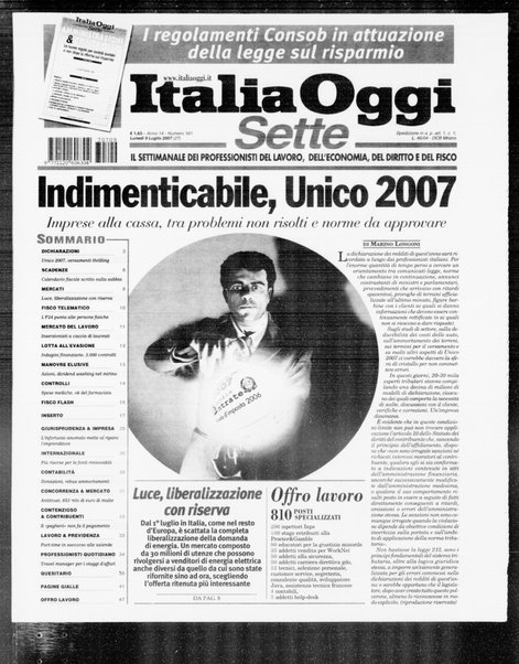 Italia oggi : quotidiano di economia finanza e politica